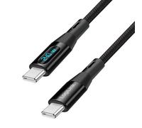LogiLink Câble de connexion USB 2.0 Type-C de qualité supérieure (mâle/mâle), transfert de données 480 Mbit/s, PowerDelivery jusqu'à 240 W, avec écran, gaine en nylon, couleur : noir, longueur : 2 m