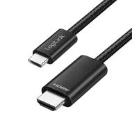 LogiLink Câble de connexion USB-C vers HDMI avec gaine tressée - USB 3.2 Gen1 - HDMI haut débit - UHD 4K/30 Hz - Longueur : 2 m
