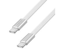 LogiLink Câble de raccordement plat USB 2.0 type C (mâle/mâle) - Transfert de données 480 Mbit/s - 60 W - Tressage extérieur - Couleur : blanc - Longueur : 1 m
