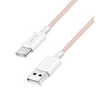Logilink Câble de raccordement USB 2.0 type C, C (mâle) vers A (mâle) avec gaine en nylon, 60 W, rose, 1,5 m