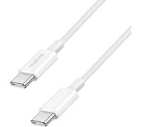 Logilink Câble de raccordement USB 2.0 type C, C (mâle) vers C (mâle) avec gaine en nylon, 60 W, blanc, 0,5 m