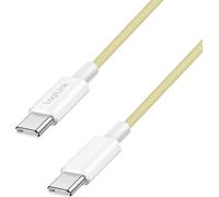 Câble de raccordement USB 2.0 type C, C (mâle) vers C (mâle) avec gaine en nylon, 60 W, jaune, 0,5 m