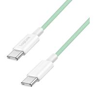 Logilink Câble de raccordement USB 2.0 type C, C (mâle) vers C (mâle) avec gaine en nylon, 60 W, vert, 1,5 m