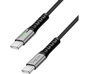 LogiLink Câble USB-C USB 3.2 Gen2x2 USB-C® mâle 2.00 m noir avec LED, 4K UHD, connecteur utilisable des deux cotés CU0434