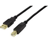 LogiLink Câble USB 2.0 UA0264 – USB A mâle vers USB B mâle, 10 m, noir, contacts dorés