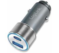 LogiLink Chargeur USB 36 W – 1x USB-A, 1x USB-C Power Delivery – Argent pour voiture
