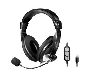 Logilink Casque stéréo avec écouteurs Bien rembourrés, télécommande intégrée et Microphone à Arceau