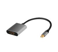 LogiLink CDA0110 Adaptateur Mini DisplayPort 1.2 vers HDMI 1.3, 0.15m, 3840x2160, HDCP, DPCP, Noir/Gris, Connecteurs Plaqué Or, 18 Gbit/s