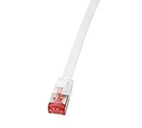 LogiLink SlimLine - Cordon de raccordement - RJ-45 (M) pour RJ-45 (M) - 50 cm - U/FTP, PiMF - CAT 6 - moulé, sans crochet, plat - blanc