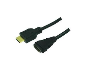 LogiLink CH0058 - Câble HDMI 5m, HDMI Type A (Standard) Mâle/Femelle, Contacts Or, Noir, Connecteurs droits, PVC