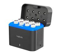 LogiLink Chargeur de Batterie et boîte de Rangement pour Le Transport, avec 4 Piles AA/4 Piles AAA Lithium-ION 15 W, indicateur d'état LED