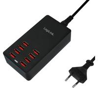 LogiLink Chargeur de bureau USB 8 ports 44 watts noir avec prise européenne
