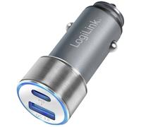 LogiLink Chargeur USB 36 W 1x USB-A, 1x USB-C® Power Delivery argent pour voiture USB Power Delivery (USB-PD)