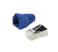 LogiLink connecteur RJ45 cat.5e avec manchon antiflambage bleu 100 pièces