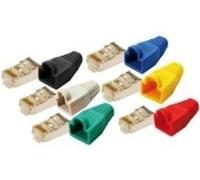 LogiLink connecteur RJ45, cat.5e, avec manchon antiflambage, jaune Connecteur modulaire 8P8C pour câble rond, contacts dorés (MP0015)
