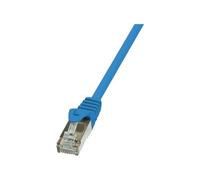 LogiLink CP1026S RJ45 Câble réseau, câble patch CAT 5e F/UTP 0.50 m bleu avec cliquet d'encastrement