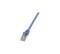 LogiLink CP1026S RJ45 Câble réseau, câble patch CAT 5e F/UTP 0.50 m bleu avec cliquet d'encastrement