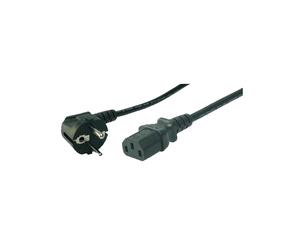 LogiLink CP095 Câble d'alimentation Noir 3m, Connecteur CEE7/7 mâle vers Coupleur C13 femelle, 250V 10/16A, Connecteur coudé 90°