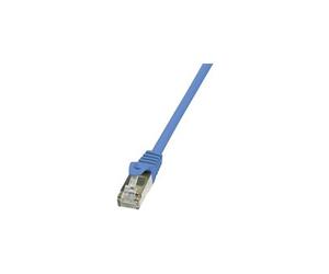 LogiLink CP1016S RJ45 Câble réseau, câble patch CAT 5e F/UTP 25.00 cm bleu avec cliquet dencastrement