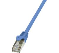 LogiLink CP1096S RJ45 Câble réseau, câble patch CAT 5e F/UTP 10.00 m bleu avec cliquet d'encastrement 1 pc(s)