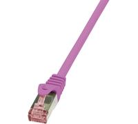LogiLink CQ2059S RJ45 Câble réseau, câble patch CAT 6 S/FTP 2.00 m rose ignifuge, avec cliquet d'encastrement