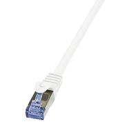 LogiLink CQ3011S RJ45 Câble réseau, câble patch CAT 6a S/FTP 0.25 m blanc ignifuge, avec cliquet d'encastrement