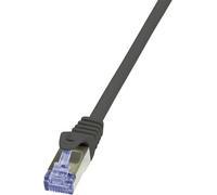 LogiLink CQ3013S RJ45 Câble réseau, câble patch CAT 6a S/FTP 0.25 m noir ignifuge, avec cliquet d'encastrement