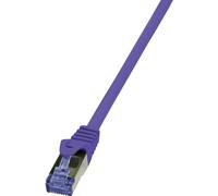 LogiLink CQ302VS RJ45 Câble réseau, câble patch CAT 6a S/FTP 0.50 m violet ignifuge, sans halogène, avec cliquet d'encastrement