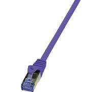 LogiLink CQ302VS RJ45 Câble réseau, câble patch CAT 6a S/FTP 0.50 m violet ignifuge, sans halogène, avec cliquet d'encastrement