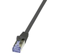 LogiLink CQ3043S RJ45 Câble réseau, câble patch CAT 6a S/FTP 1.50 m noir ignifuge, avec cliquet d'en
