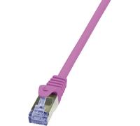 LogiLink CQ3059S RJ45 Câble réseau, câble patch CAT 6a S/FTP 2.00 m rose ignifuge, avec cliquet d'encastrement 1 pc(s)