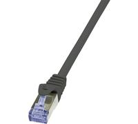 LogiLink CQ3063S RJ45 Câble réseau, câble patch CAT 6a S/FTP 3.00 m noir ignifuge, avec cliquet d'encastrement 1 pc(s)