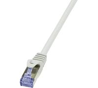 LogiLink CQ3072S RJ45 Câble réseau, câble patch CAT 6a S/FTP 5.00 m gris ignifuge, avec cliquet d'encastrement 1 pc(s)