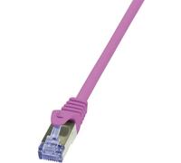 LogiLink CQ3079S RJ45 Câble réseau, câble patch CAT 6a S/FTP 5.00 m rose ignifuge, avec cliquet dencastrement 1 pc(s)
