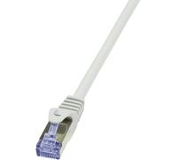 LogiLink CQ3082S RJ45 Câble réseau, câble patch CAT 6a S/FTP 7.50 m gris ignifuge, avec cliquet d'encastrement 1 pc(s)