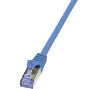 LogiLink CQ3086S RJ45 Câble réseau, câble patch CAT 6a S/FTP 7.50 m bleu ignifuge, avec cliquet dencastrement 1 pc(s)