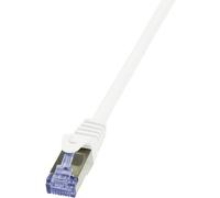 LogiLink CQ3111S RJ45 Câble réseau, câble patch CAT 6a S/FTP 20.00 m blanc ignifuge, avec cliquet d'encastrement 1 pc(s)