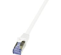 LogiLink CQ3111S RJ45 Câble réseau, câble patch CAT 6a S/FTP 20.00 m blanc ignifuge, avec cliquet d'encastrement 1 pc(s)
