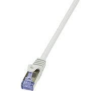LogiLink CQ4062S RJ45 Câble réseau, câble patch CAT 6a S/FTP 3.00 m gris contacts dorés, ignifuge, avec cliquet d'encastrement