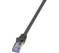 LogiLink CQ4073S RJ45 Câble réseau, câble patch CAT 6a S/FTP 5.00 m noir contacts dorés, ignifuge, avec cliquet dencastrement 1 pc(s)