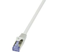 LogiLink CQ4082S RJ45 Câble réseau, câble patch CAT 6a S/FTP 7.50 m gris contacts dorés, ignifuge, avec cliquet dencastrement 1 pc(s)