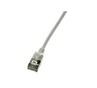 LogiLink CQ9032S - Câble Réseau Slim U/FTP Cat6a, 1m, Gris, RJ-45 Mâle/Mâle, Blindé, TPE, 10 Gigabit Ethernet, AWG 32/7, 500MHz, Diamètre 3.8mm, RoHS/CE