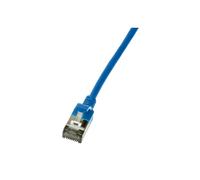 LogiLink CQ9036S - Câble Réseau Slim U/FTP Cat6a 1m Bleu, Connecteurs RJ-45, Blindage STP, Conducteurs AWG 32/7, Fréquence 500 MHz, Diamètre 3.8mm