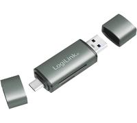 LogiLink CR0043 - USB 3.2 (Gen1) SD and microSD Card Reader in Aluminium Case for Memory Cards up to 2 TB, USB A or USB-C Connection