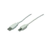 LogiLink CU0008 : Câble USB 2.0 A vers B Mâle/Mâle Gris 3m, Débit 480 Mbit/s, Conforme USB 2.0, Connecteurs USB A et B, Longueur 3 mètres