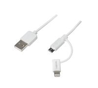 LogiLink cu0115 USB vers Micro Sync et câble de Chargement avec Adaptateur Lightning Blanc 1.00m weiß