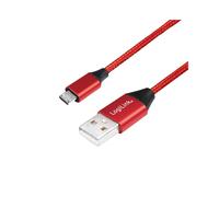 LogiLink CU0151 : Câble USB 2.0 A vers Micro-USB B, 0.3m, Rouge - Connecteurs Mâles, Forme Droite - Dimensions Paquet 105x60x150mm, 15g