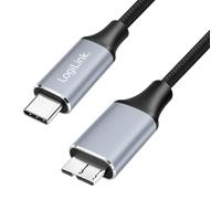 Logilink CU0199 Câble USB 3 de type C vers micro USB, 5 Gbit/s, nylon, métal, noir/argent, 2 m