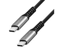 Logilink CU0283 Câble de connexion USB de type C avec marquage E, 480 Mbit/s, 240 W, nylon, métal, noir/argent, 2 m