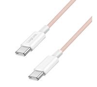 LogiLink CU0343 Câble USB-C vers USB-C 2.0 1.5m Rose, Nylon Tressé, Power Delivery 60W (20V/3A), Transfert 0.48 Gbit/s
